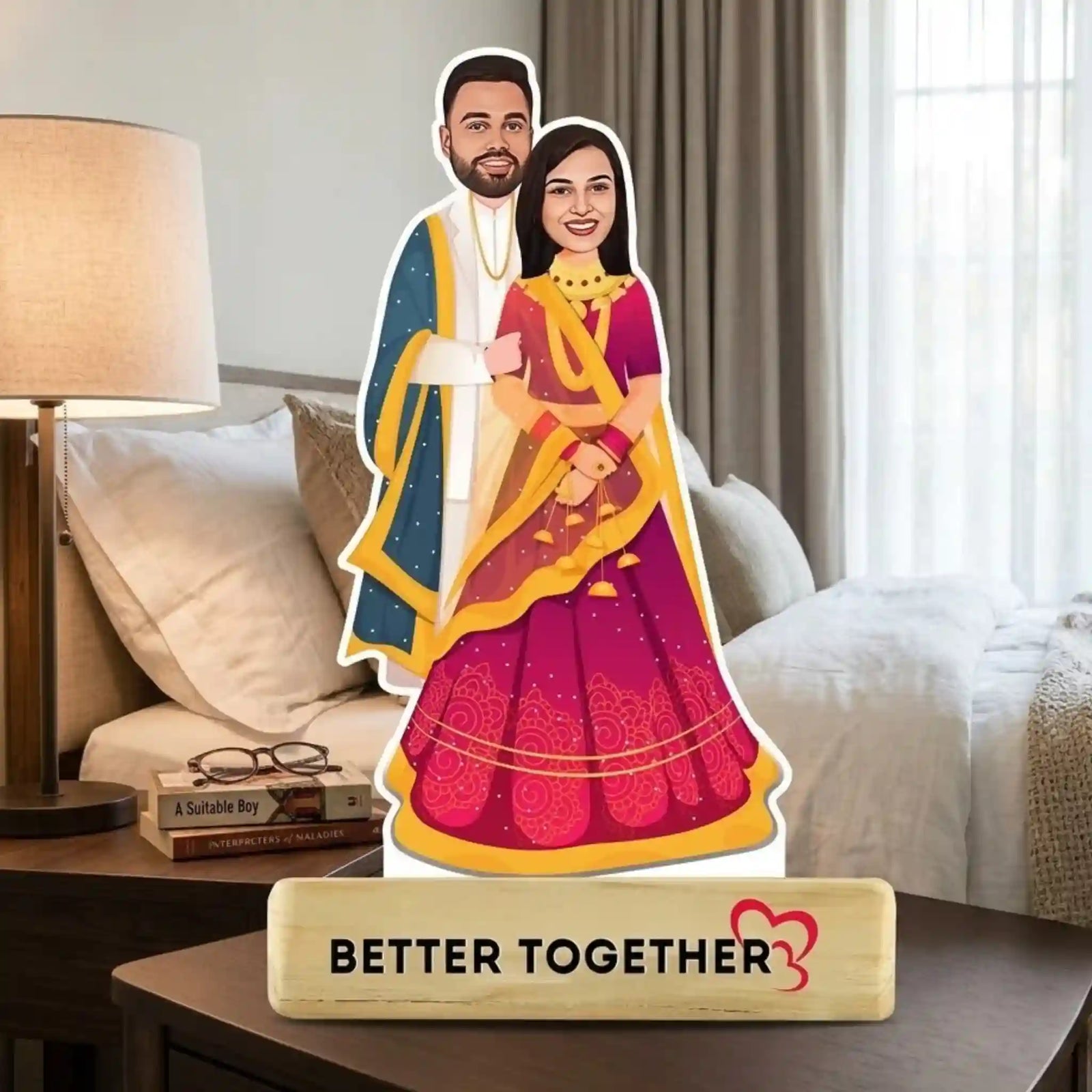 Better Together caricature sweet romantic custom artwork and personalized couple caricature