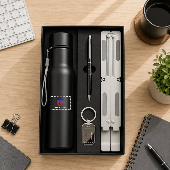 Deskmate Bottle Pen Keychain & Folding Laptop Stand Set