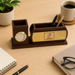 Desktop Pen Stand with Clock & Name Plate