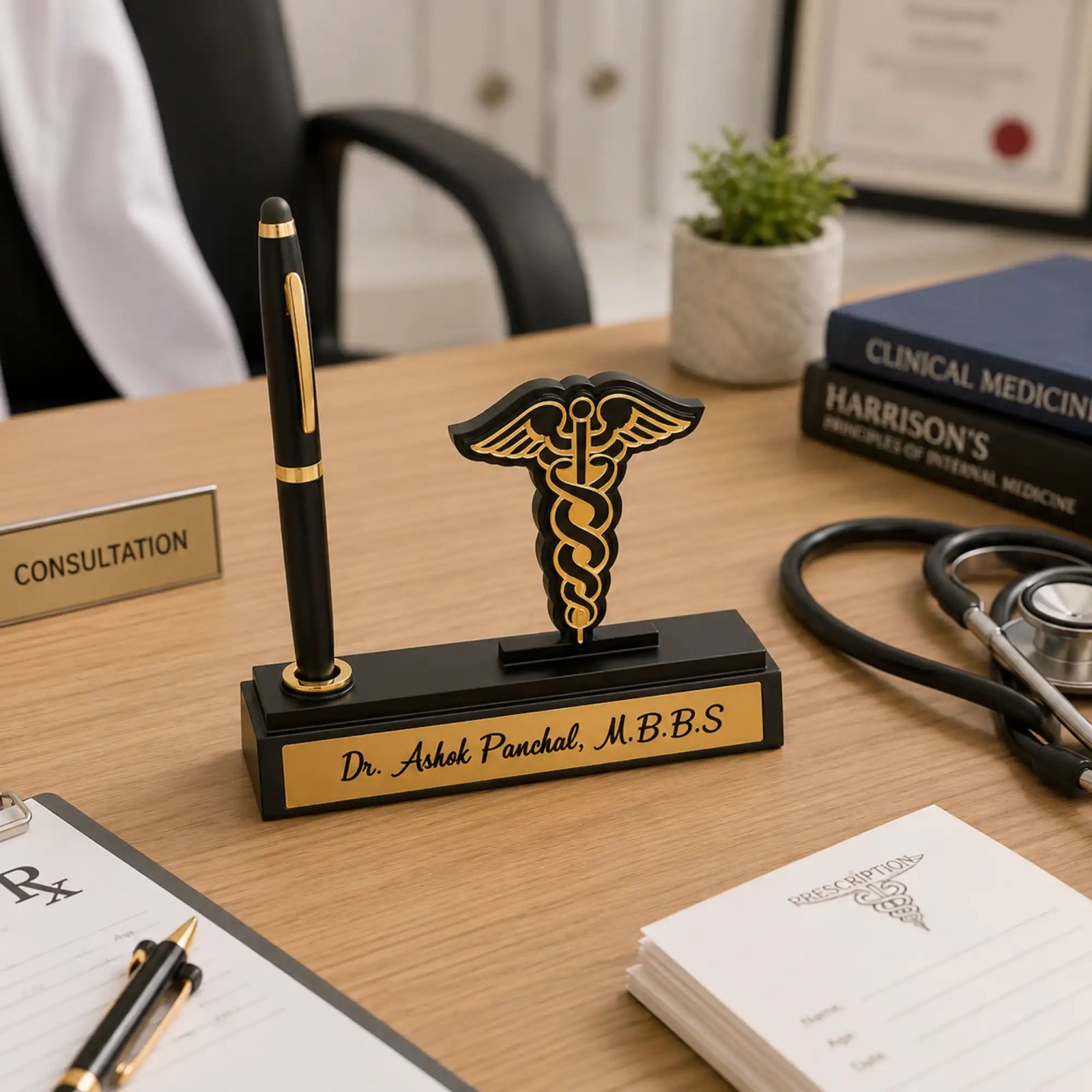 Customisable Doctor Pen Stand with Nameplate
