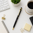 Black and Gold Thin Round Plastic Stylus Pen