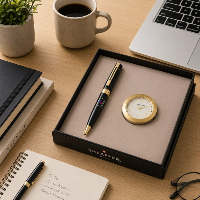 Sheaffer 300 Ballpoint Pen and Table Clock Gift Set