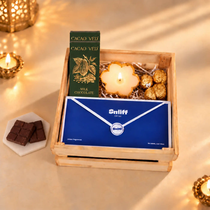 Scented Indulgence – Premium Diwali Perfume & Chocolate Hamper