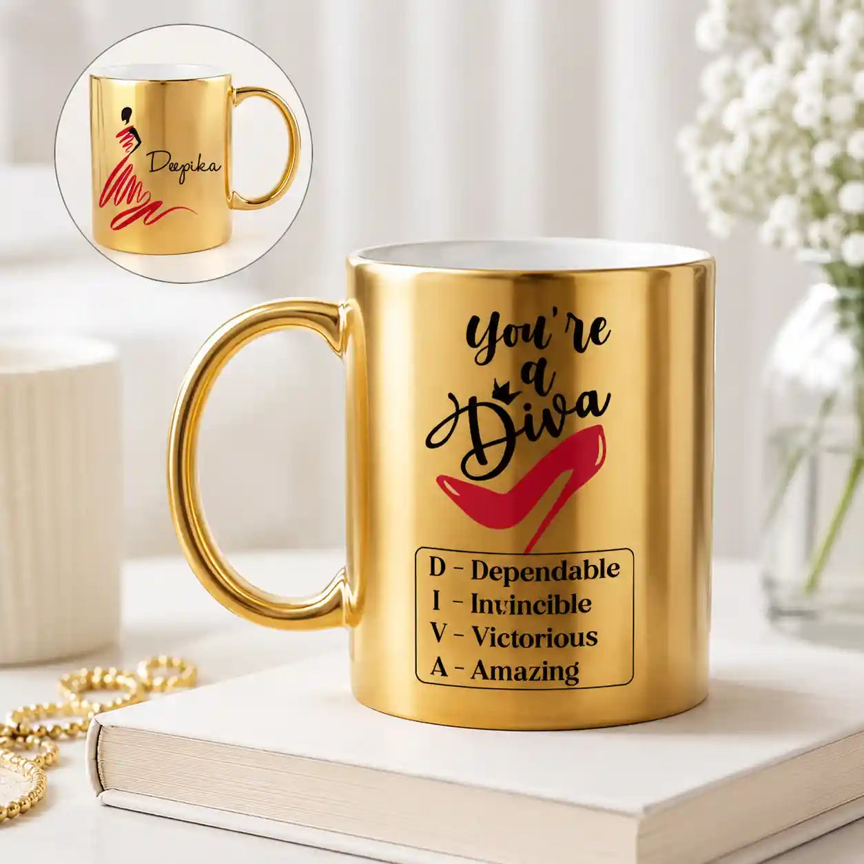 Gold and Glam – Personalized Diva Mug