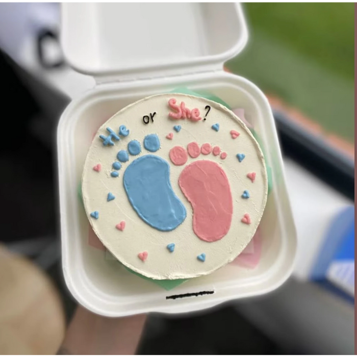 Little Steps Baby Shower Cake (300g) with pink and blue footprints