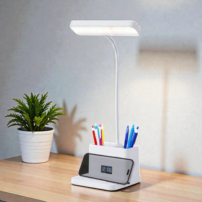 Ray Desk Lamp with Digital Clock and Pen Stand