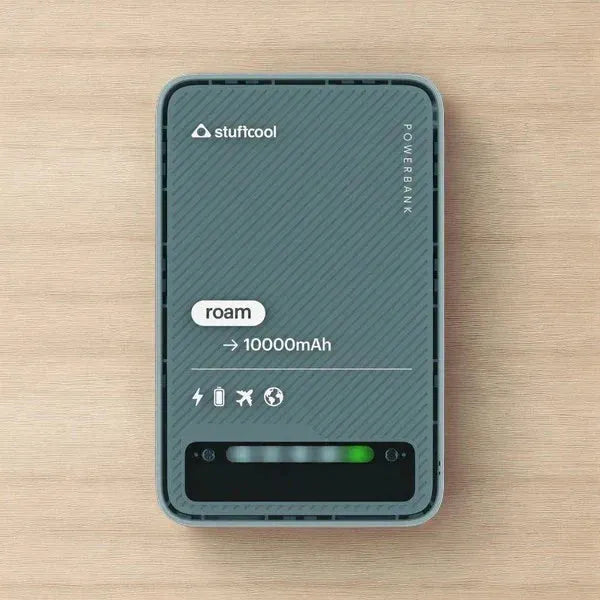 front image Roam 10000mAh fast charging powerbank reliable custom tech essential and personalized travel gifts
