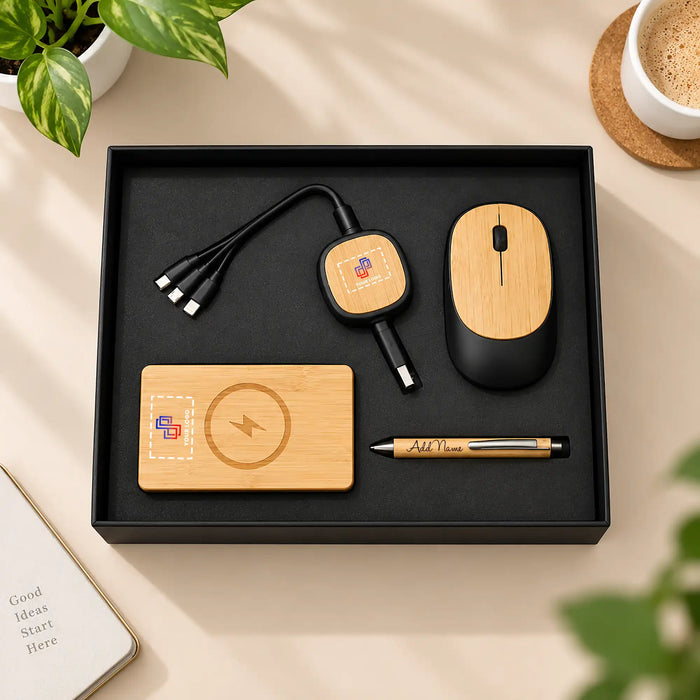 Premium Bamboo Tech Corporate Gift Set