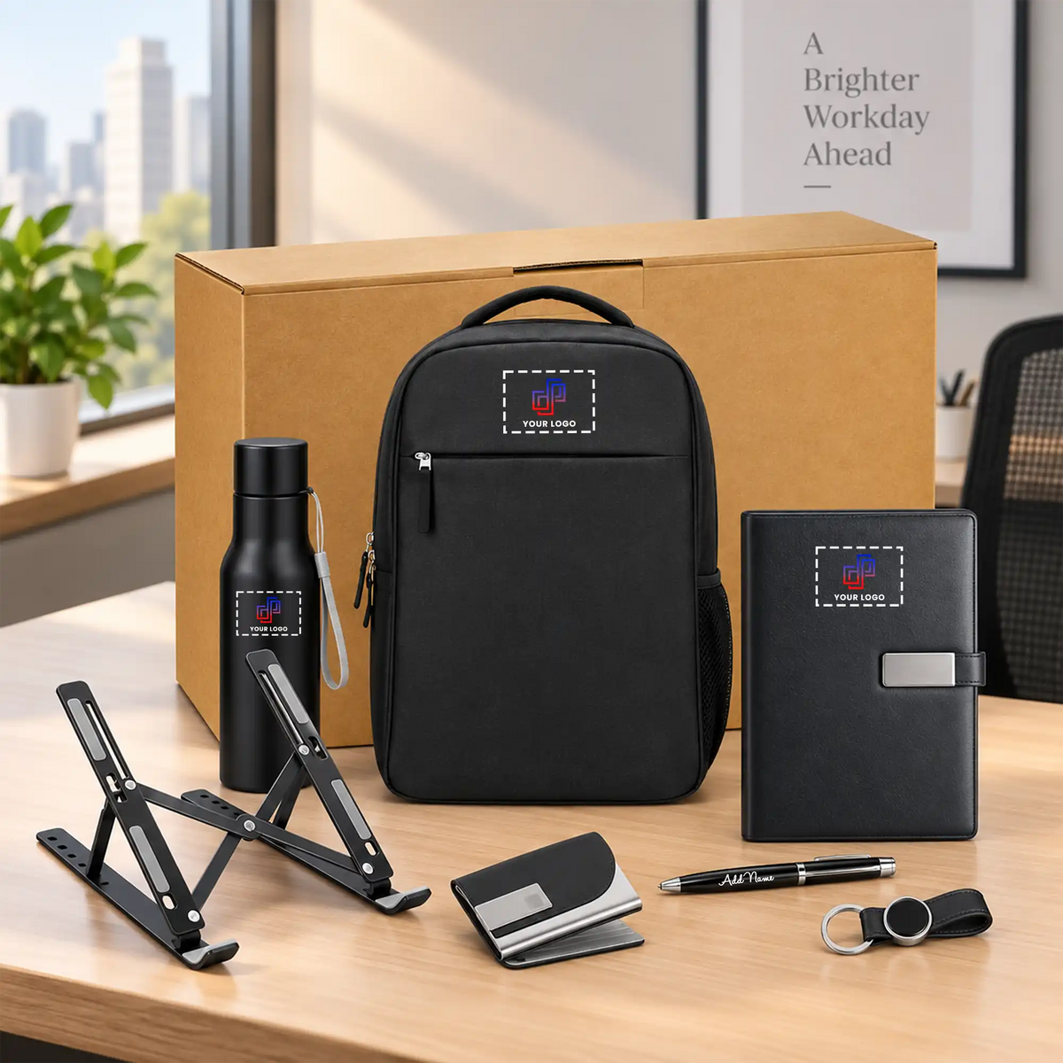 Premium Backpack & Desk Essentials Corporate Gift Set