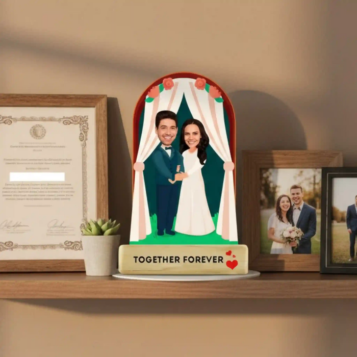 Together Forever caricature sweet romantic custom artwork and personalized anniversary caricature