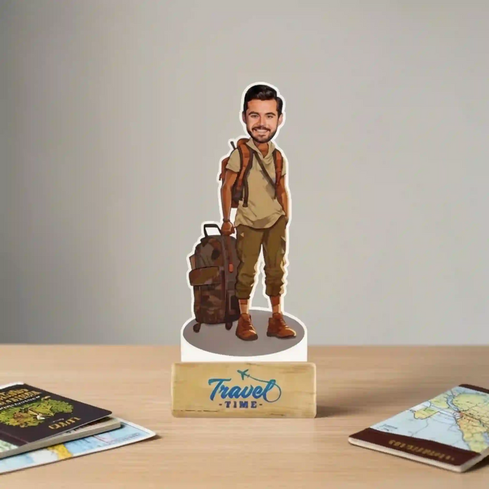 Travel Time caricature fun unique custom artwork and personalized travel caricature