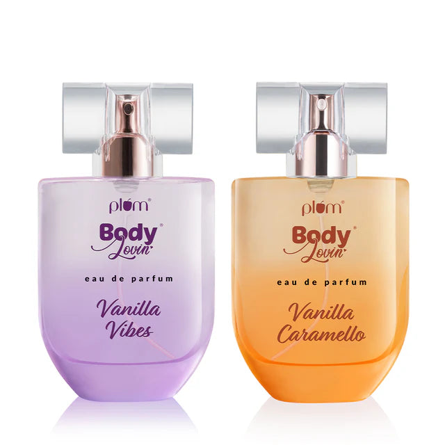 Smell like a Dessert Perfume Duo with Vanilla Vibes and Vanilla Caramello Eaux de Parfum, ideal for gifting and daily indulgence.