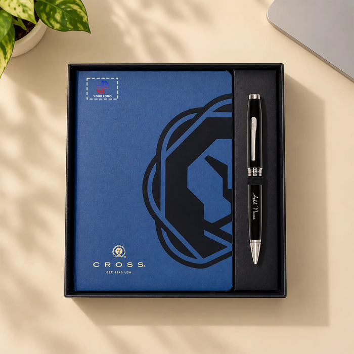 CROSS Coventry Black Lacquer Ballpoint Pen & A5 Notebook Gift Set