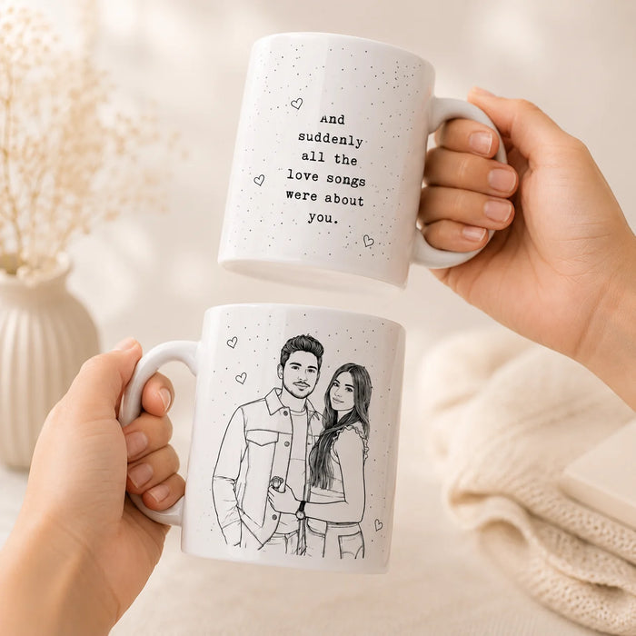 couple holding mug custom-couple-line-art-mug-premium-personalized-couple-mugs
