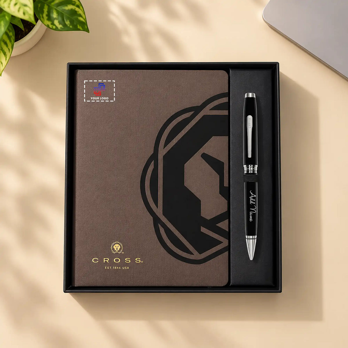CROSS Coventry Black Lacquer Ballpoint Pen & A5 Notebook Gift Set