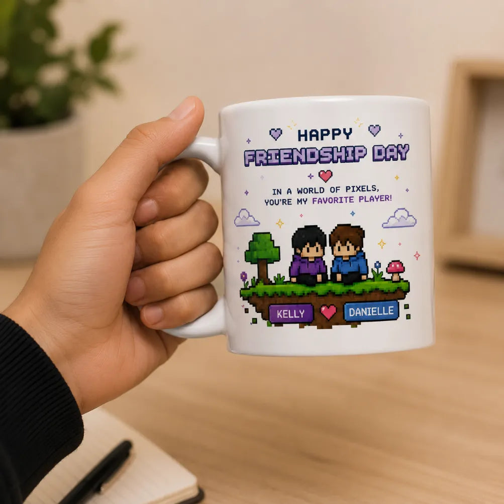 Personalized Pixel Art Friendship Ceramic Mug