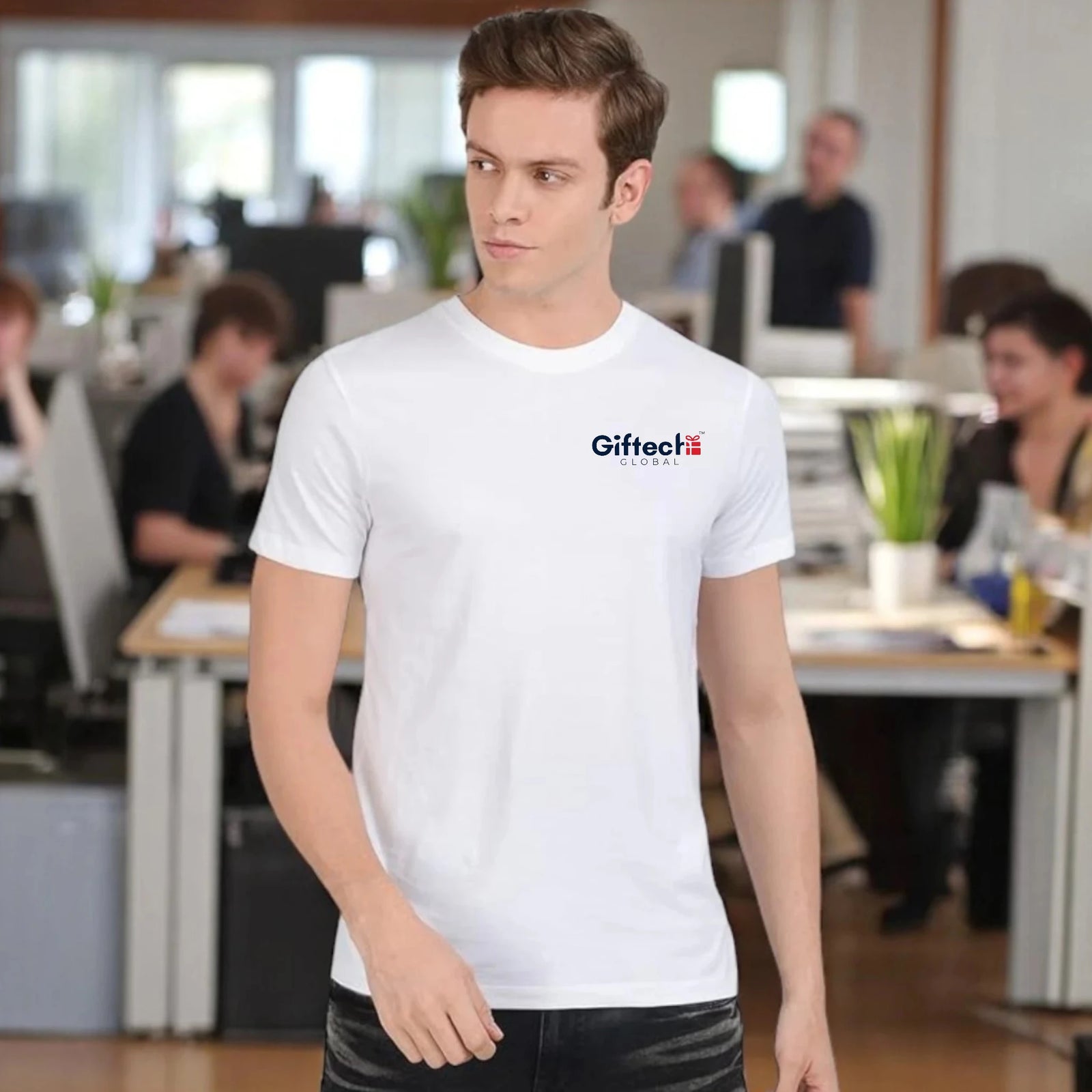 Classic Cotton Round Neck T-shirt with Logo White